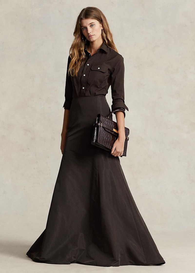 ポロ ラルフ ローレン スカート レディース ブラウン Taffeta Mermaid マキシskirt MTJPC2958